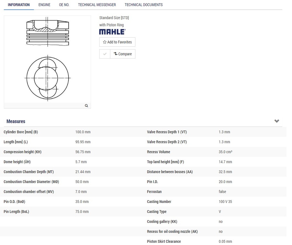 Piston with Pin Ø100.00mm (STD) For KHD -511   099 83 00